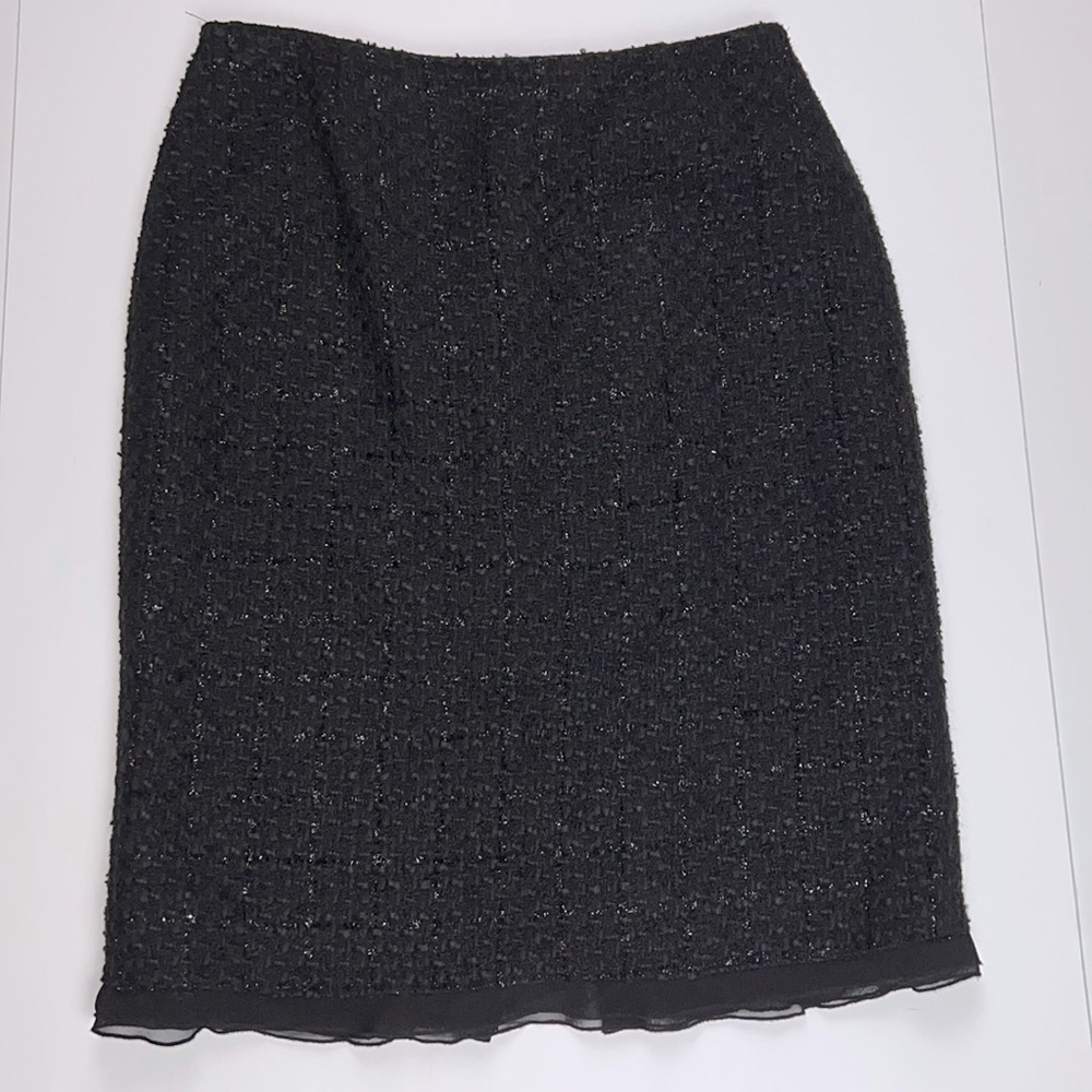 Nine West Wool Blend Weaved Black Skirt w/Silver Sparkles 8